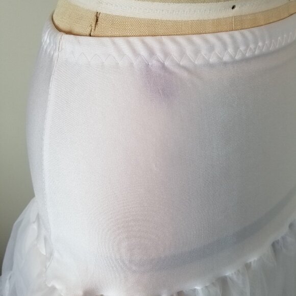 Vintage Style White Sheer Ruffled Petticoat Crinoline 2 Layers Lined * Small - Picture 7 of 8